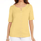 Karen Scott Top Feminino de Algodão com Tachas e Fenda Amarela Tamanho P