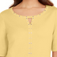 Karen Scott Top Feminino de Algodão com Tachas e Fenda Amarela Tamanho P