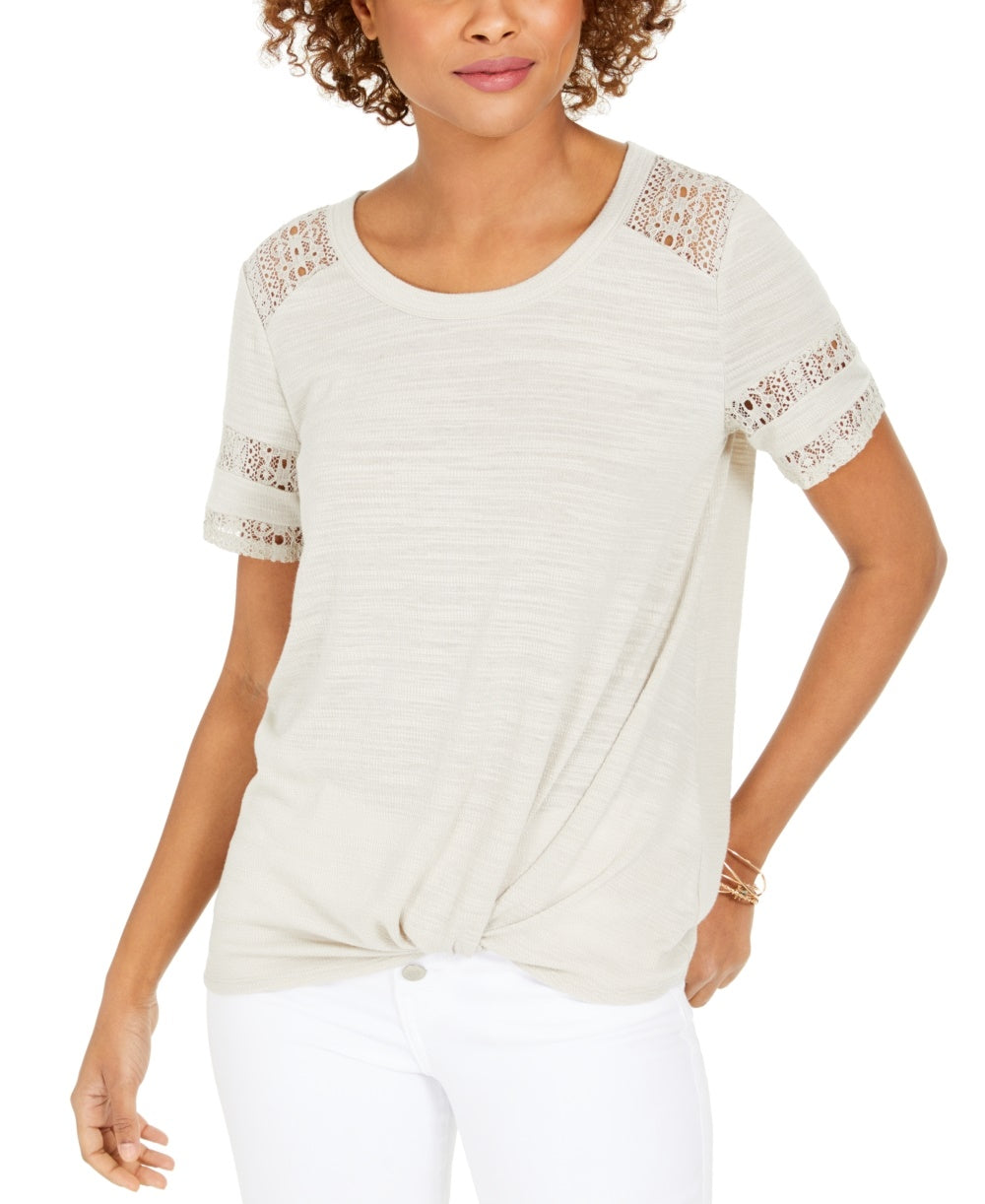 Top de renda com encaixe feminino Style &amp; Co, cinza, tamanho extragrande