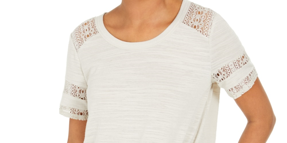 Top de renda com encaixe feminino Style &amp; Co, cinza, tamanho extragrande