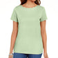Camiseta feminina Karen Scott de algodão com gola recortada, verde, tamanho pequeno