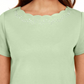 Camiseta feminina Karen Scott de algodão com gola recortada, verde, tamanho pequeno