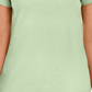 Camiseta feminina Karen Scott de algodão com gola recortada, verde, tamanho pequeno