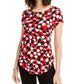 Camiseta feminina Alfani estampada com bainha redonda vermelha tamanho PL