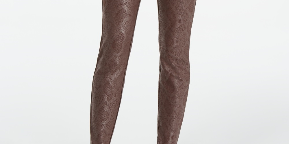 Calça skinny feminina INC International Concepts com estampa de python metálico marrom tamanho 16 petite