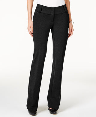 Alfani Women's Petite Faux-Leather-Trim Wide-Leg Trousers Black Size 20X4