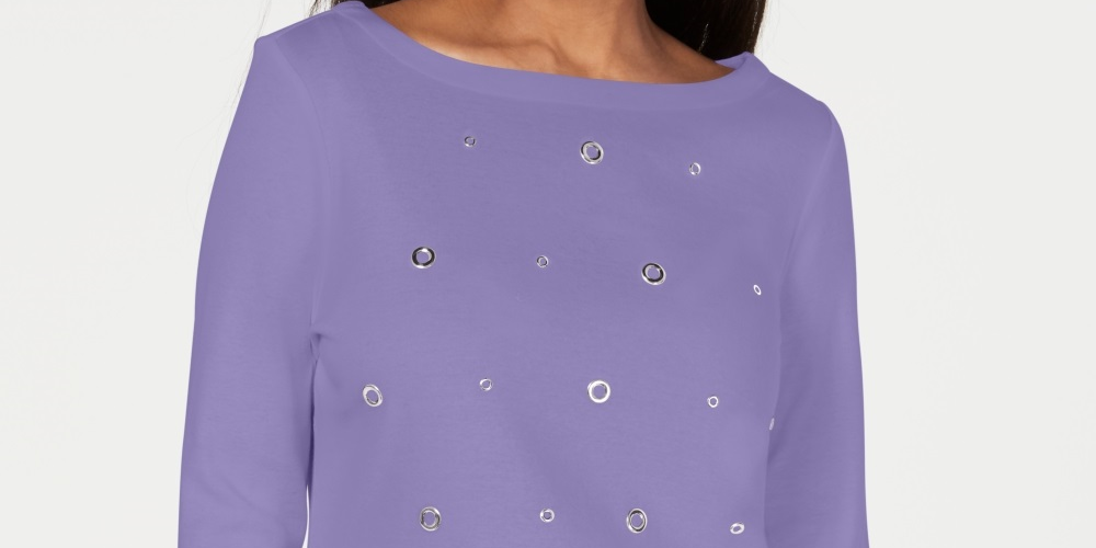 Karen Scott Top Feminino de Algodão com Ilhós Roxo Tamanho X-S