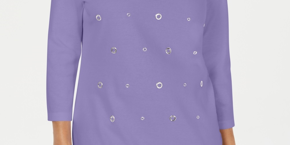 Karen Scott Top Feminino de Algodão com Ilhós Roxo Tamanho X-S