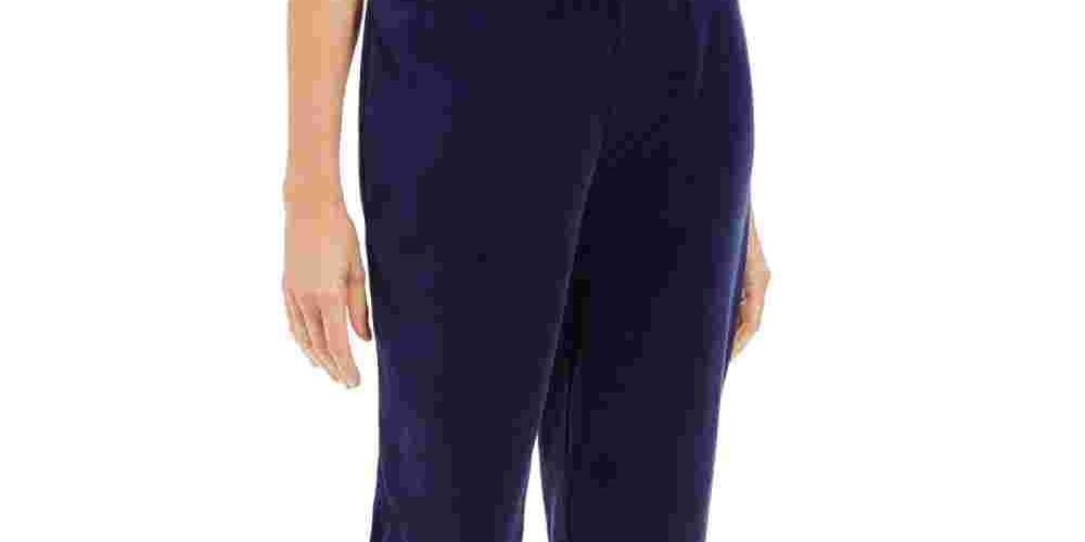 Calça de veludo feminina Karen Scott, azul, tamanho pequeno e pequeno
