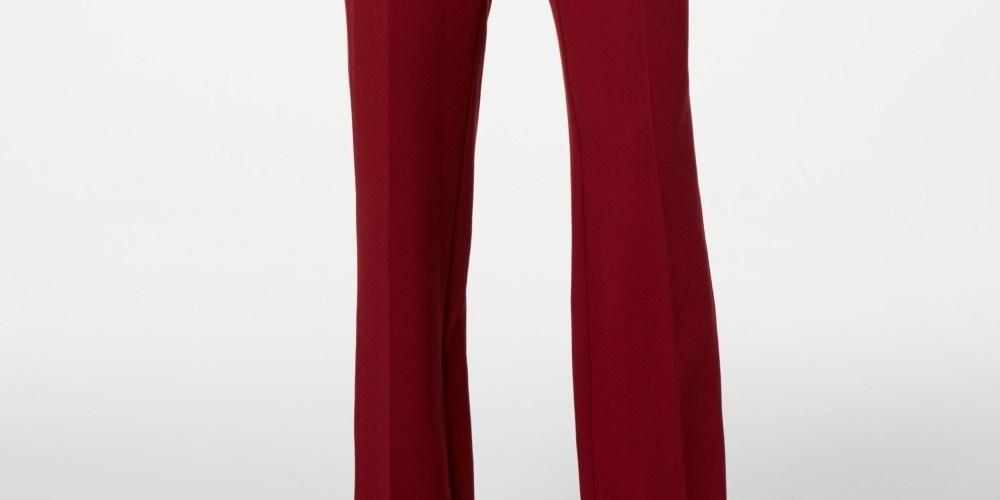 Calças femininas com cinto e controle de barriga Charter Club, tamanho 16, vinho