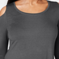 JM Collection Blusa feminina com ombros descobertos, cor carvão, tamanho pequeno e pequeno