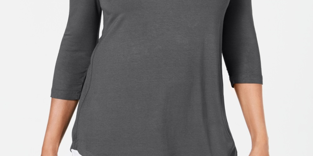 JM Collection Blusa feminina com ombros descobertos, cor carvão, tamanho pequeno e pequeno