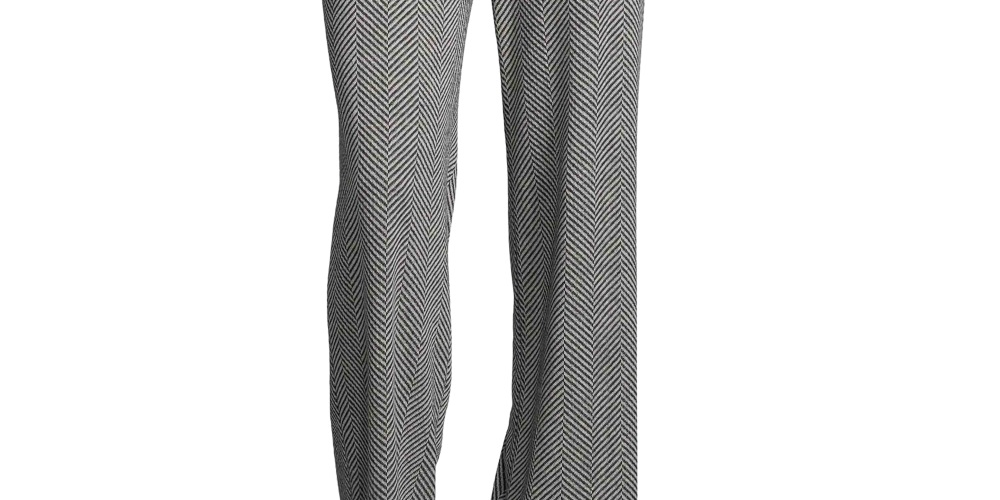 Calça feminina John Paul Richard com estampa espinha de peixe, perna larga, cinza, tamanho extragrande