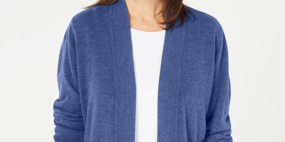 Karen Scott Cardigan Feminino Frente Aberta Azul Tamanho Pequeno