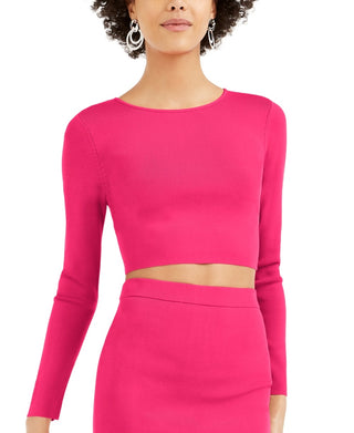 Suéter feminino Bar III com decote redondo e corte justo, vermelho, tamanho XX-G