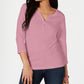 Camisa Henley de algodão pequena Karen Scott feminina rosa PS/M
