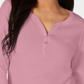 Camisa Henley de algodão pequena Karen Scott feminina rosa PS/M