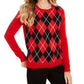 Suéter feminino Charter Club Petite Argyle, tamanho médio, vermelho, tamanho PM