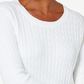 Karen Scott Suéter Feminino de Tricô de Algodão Branco Tamanho Pequeno X-Grande