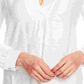 Vince Camuto Blusa feminina de manga comprida com babados, cor marfim, tamanho natural, pequena