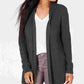 Cardigan feminino Karen Scott de malha mista de algodão cinza, tamanho PL