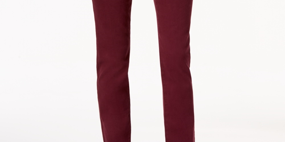 Jeans feminino estilo &amp; co com controle de barriga, perna justa, tamanho vinho, 24x4,5