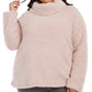 Suéter feminino estilo &amp; co plus size gola alta imitação sherpa rosa tamanho 1X