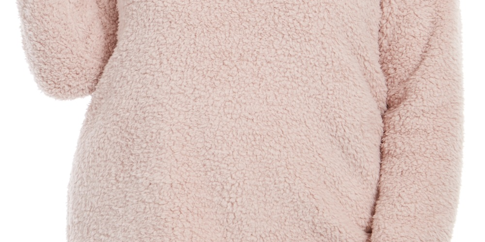 Suéter feminino estilo &amp; co plus size gola alta imitação sherpa rosa tamanho 1X