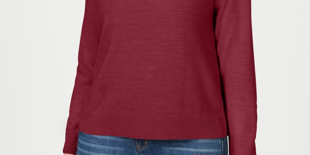 Karen Scott Suéter Feminino Gola Falsa Vermelho Tamanho PL