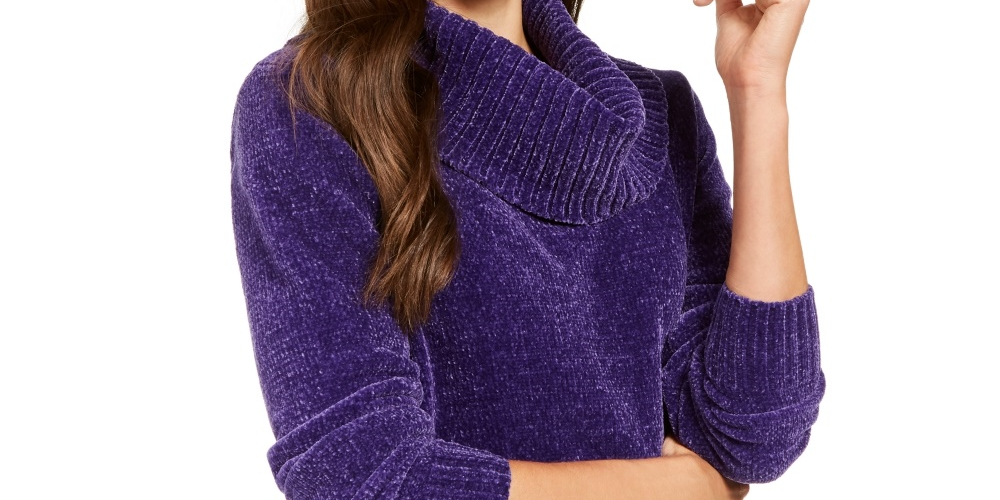 Suéter feminino de gola alta com fios metálicos, pequeno, estilo &amp; co, roxo, tamanho PP