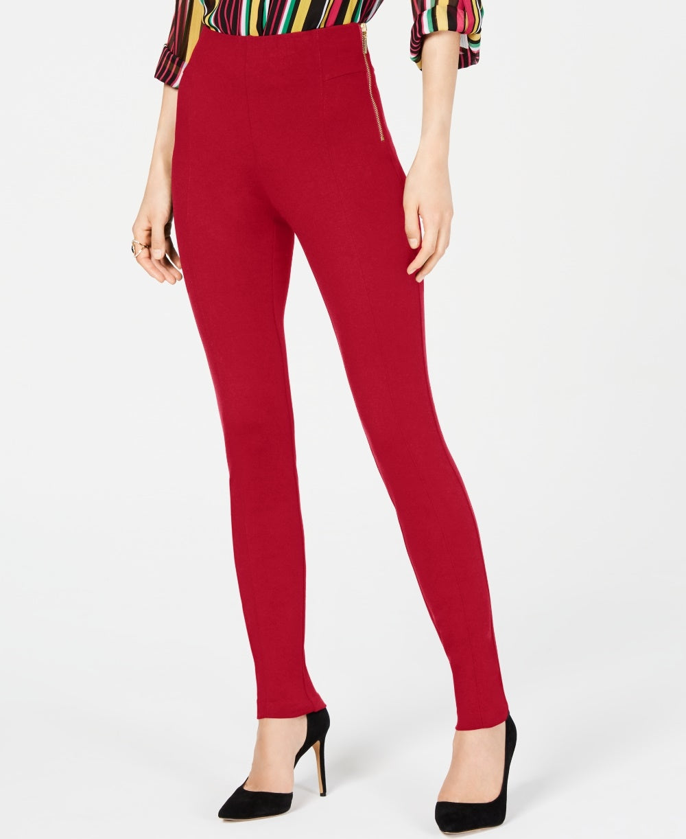 Calça skinny feminina de cintura alta INC International Concepts, vermelha, tamanho 4
