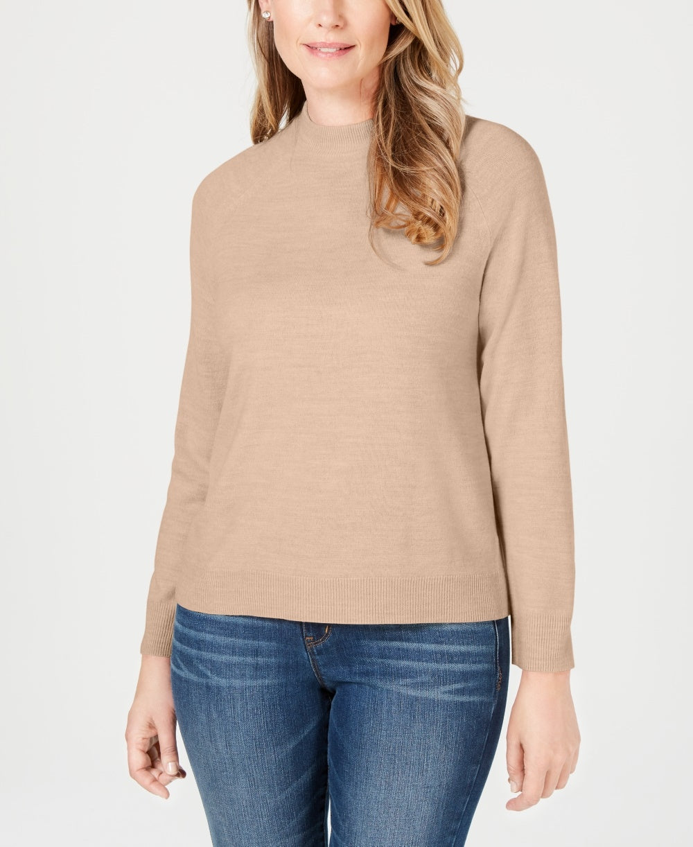 Karen Scott Suéter Feminino Gola Mock Marrom Tamanho Pequeno Médio