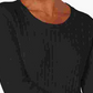 Karen Scott Suéter Feminino Manga Longa Canelada Gola Redonda Preto Tamanho Pequeno Grande