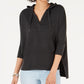 Blusa com capuz feminina Style &amp; Co, manga 3/4, preta, tamanho X-S