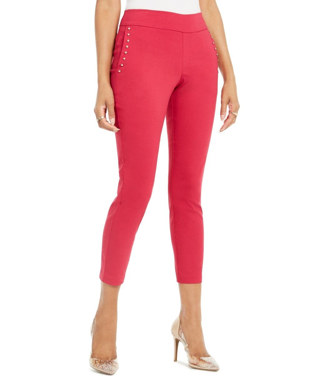 Calças curtas skinny com detalhes Thalia Sodi para mulheres, rosa, tamanho XX-G