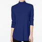 Blusa feminina de gola alta JM Collection, azul, tamanho X-S