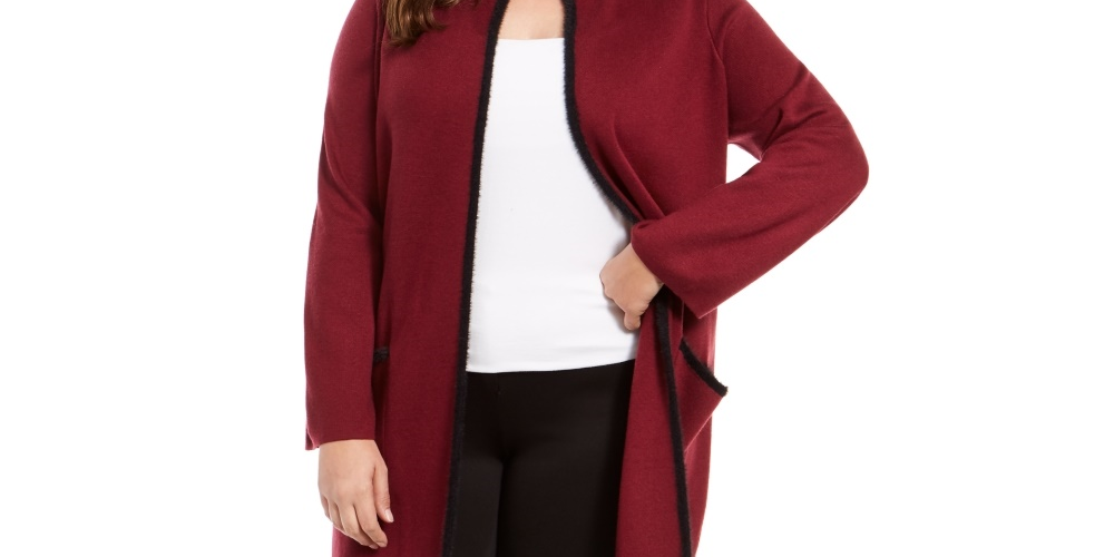 Jaqueta suéter feminina Alfani Plus Size vermelha tamanho 4X
