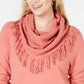 Suéter feminino com franjas e gola alta, estilo &amp; co, rosa, tamanho P