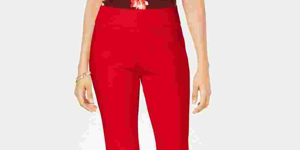 Calça feminina Charter Club Petite Pull-On Ponté-Knit vermelha tamanho 2P