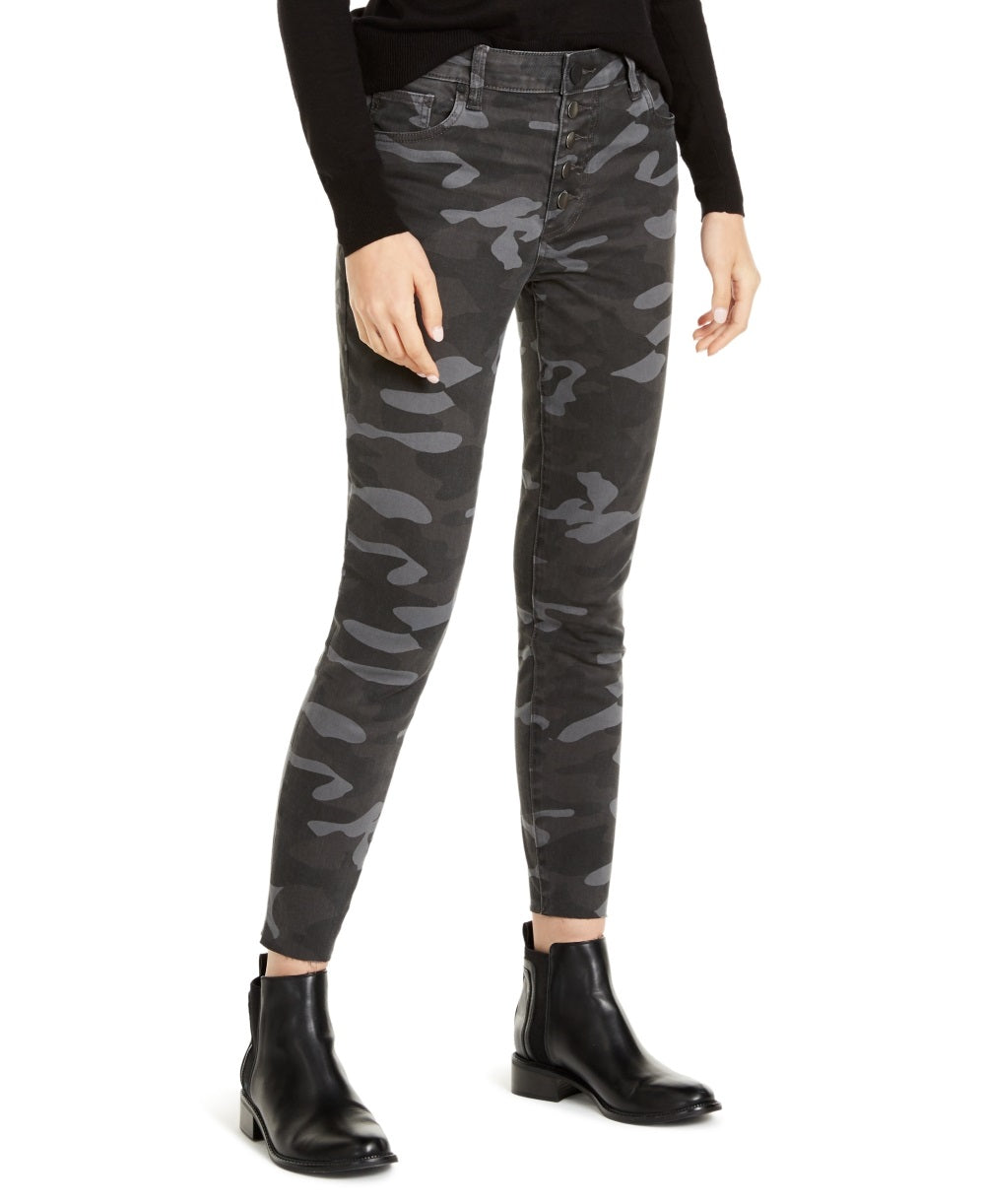 Calça jeans skinny feminina Kut From The Kloth Connie cintura alta bainha crua tornozelo cinza tamanho 10
