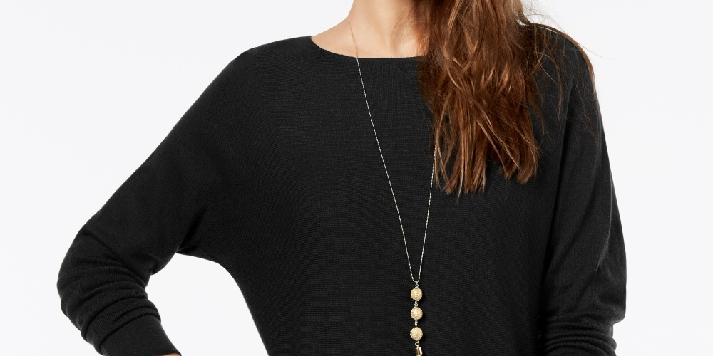 Túnica suéter feminina INC International Concepts preta tamanho pequeno extragrande