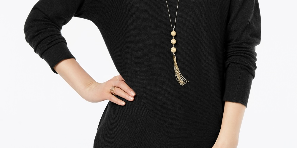 Túnica suéter feminina INC International Concepts preta tamanho pequeno extragrande