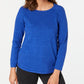 Karen Scott Blusa Feminina de Algodão Marmorizado com Bainha Curva Azul Tamanho P