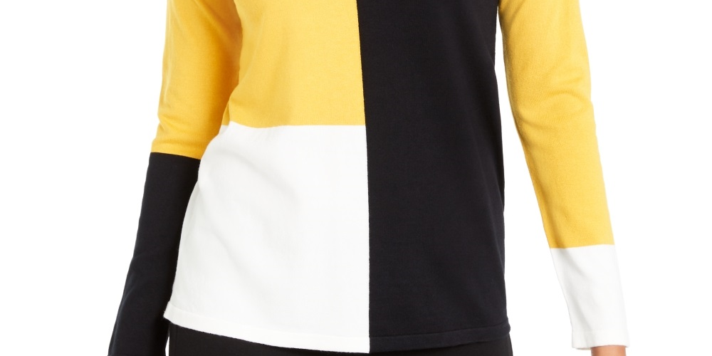 Blusa Alfani Feminina Ombro Caído Colorblock Amarelo Tamanho Pequeno