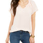 Blusa feminina com mangas franzidas e babadas, estilo &amp; co, rosa, tamanho extrapequeno