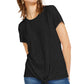 Camiseta feminina com amarração frontal da INC International Concepts, preta, tamanho pequeno médio