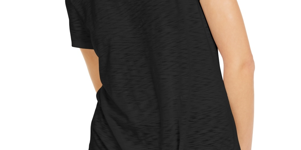 Camiseta feminina com amarração frontal da INC International Concepts, preta, tamanho pequeno médio