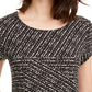 Camiseta feminina Alfani estampada com bainha redonda, preta, tamanho pequeno pequeno