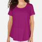 JM Collection Top feminino com decote redondo rosa tamanho X-S