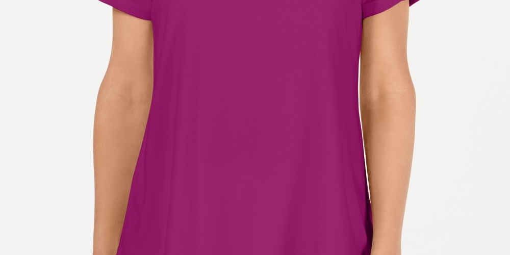 JM Collection Top feminino com decote redondo rosa tamanho X-S